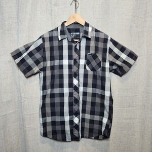 Zoo York Plaid Button Up Shirt Men's M Black/White Short Sleeve Casual Skater